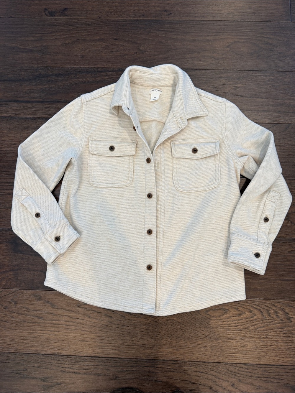 Crewcuts Cream Long-Sleeve Button-Front Shirt Jacket Size 6/7 - C12-043